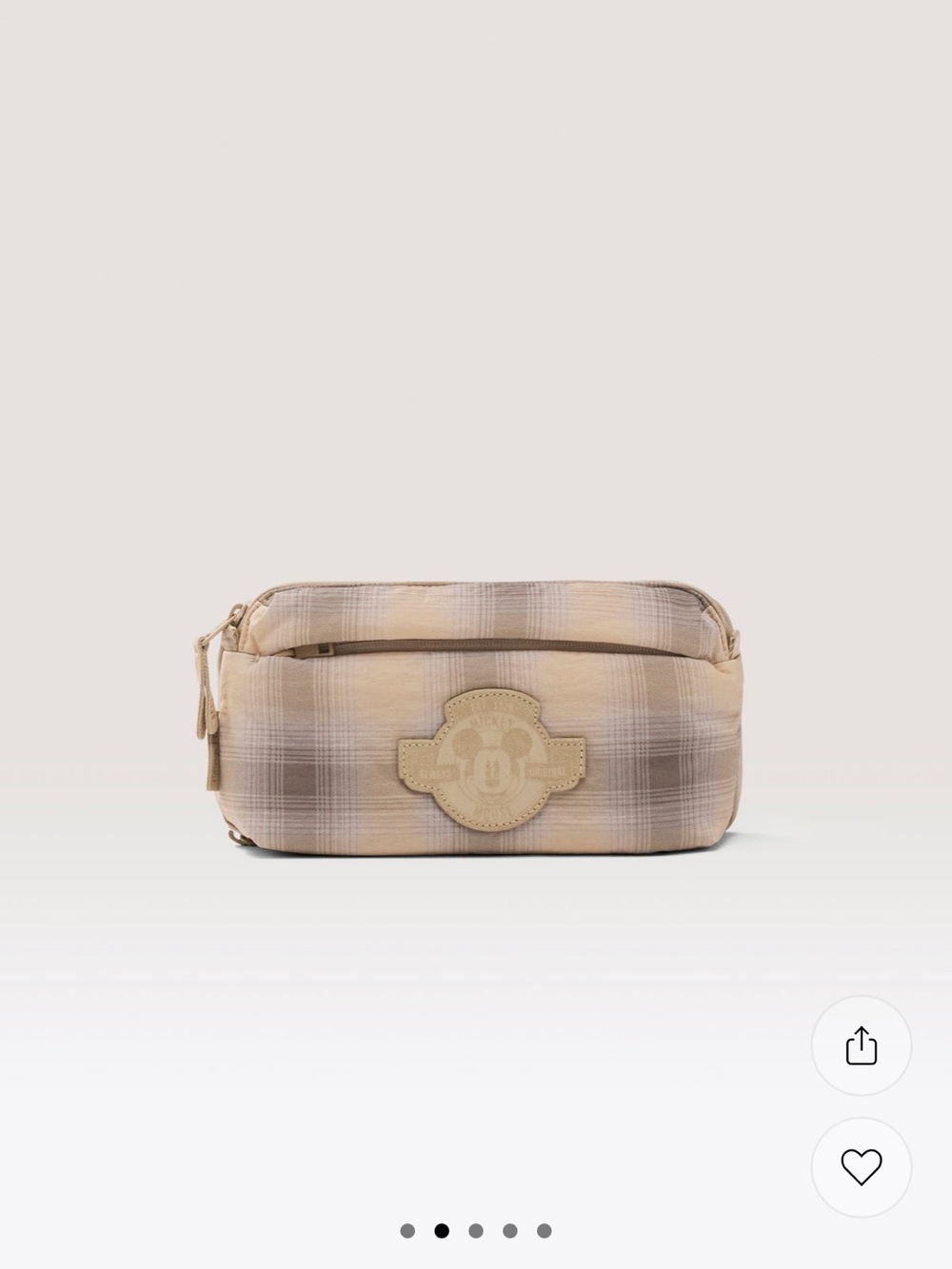 BEIS Beige Plaid Travel Cosmetic Pouch with Logo Patch